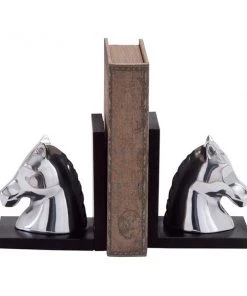 Grayson Lane Set of 2 6-in x 7-in Silver Modern Horse Bookends - Aluminum