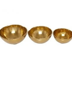 Grayson Lane Set of 3 Textured Bowl -Gold Aluminum