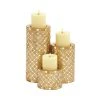 Grayson Lane Set of 3 11-in, 7-in, 4-in Glam Candle Holder - Gold Metal