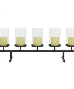 Grayson Lane 11-in x 27-in Contemporary Candlestick Holders -Metal and Glass
