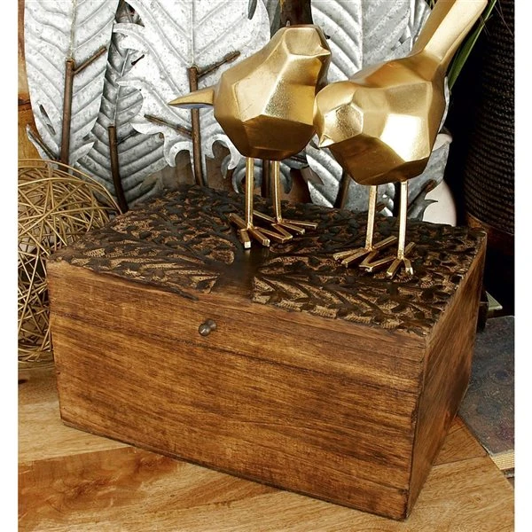 Grayson Lane Set of 3 12-in, 10-in, 8-in Brown Rustic Box - Mango Wood 2 Grayson Lane Set of 3 12-in, 10-in, 8-in Brown Rustic Box - Mango Wood - Image 2