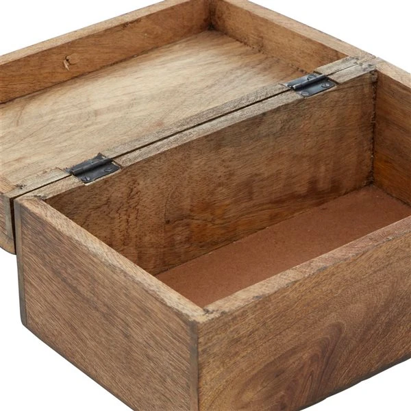 Grayson Lane Set of 3 12-in, 10-in, 8-in Brown Rustic Box - Mango Wood 4 Grayson Lane Set of 3 12-in, 10-in, 8-in Brown Rustic Box - Mango Wood - Image 4