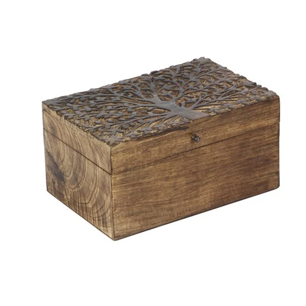 Grayson Lane Set of 3 12-in, 10-in, 8-in Brown Rustic Box - Mango Wood 5 Grayson Lane Set of 3 12-in, 10-in, 8-in Brown Rustic Box - Mango Wood - Image 5