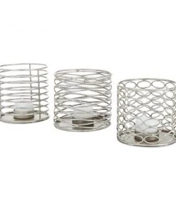 Grayson Lane Set of 3 4-in x 4-in Modern Candle Holders -Silver Iron -GRAYSON LANE shop 330861854 AlternateImage5 l