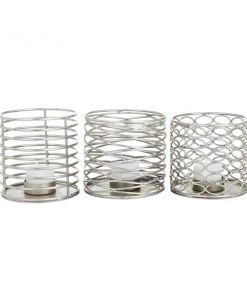 Grayson Lane Set of 3 4-in x 4-in Modern Candle Holders -Silver Iron