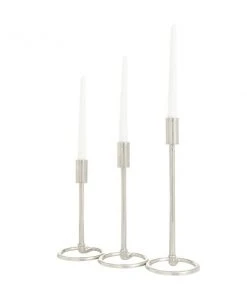 Grayson Lane Set of 3 14-in x 5-in Contemporary Candle Holders -Silver Aluminium -GRAYSON LANE shop 330861859 AlternateImage5 l