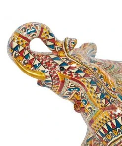 Grayson Lane 8-in x 9-in Eclectic Sculpture - Orange Poly Stone Elephant -GRAYSON LANE shop 330861861 AlternateImage2 l