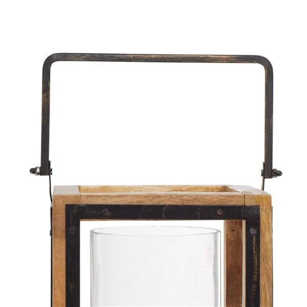 Grayson Lane 31-in x 8-in Traditional Candle Holder Lantern - Brown Mango Wood 3 Grayson Lane 31-in x 8-in Traditional Candle Holder Lantern - Brown Mango Wood - Image 3