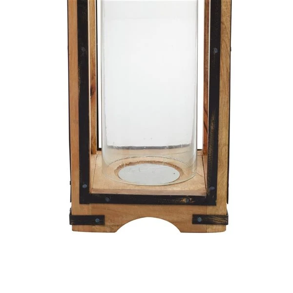 Grayson Lane 31-in x 8-in Traditional Candle Holder Lantern - Brown Mango Wood 4 Grayson Lane 31-in x 8-in Traditional Candle Holder Lantern - Brown Mango Wood - Image 4