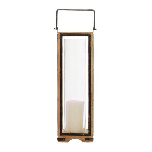 Grayson Lane 31-in x 8-in Traditional Candle Holder Lantern - Brown Mango Wood 1 Grayson Lane 31-in x 8-in Traditional Candle Holder Lantern - Brown Mango Wood