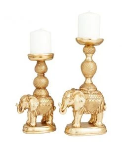 Grayson Lane Set of 2 13-in x 4-in Traditional Candle Holders -Gold Poly Stone -GRAYSON LANE shop 330861867 AlternateImage5 l