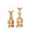 Grayson Lane Set of 2 13-in x 4-in Traditional Candle Holders -Gold Poly Stone