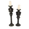 Grayson Lane Set of 2 27-in, 22-in Vintage Candle Holder - Black Wood