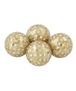 Grayson Lane Set of 4 4-in Gold Glam Orbs & Vase Filler -Plastic