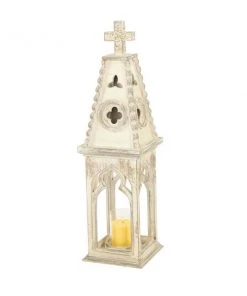 Grayson Lane 28-in x 8-in Vintage Candle Holder Lantern - White Wood