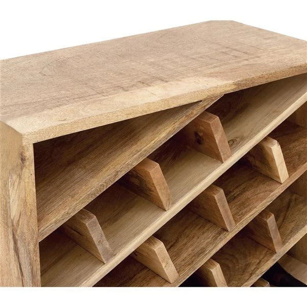 Grayson Lane 40 In. x 24 In. Modern Wine Storage - Brown Mango Wood 3 Grayson Lane 40 In. x 24 In. Modern Wine Storage - Brown Mango Wood - Image 3