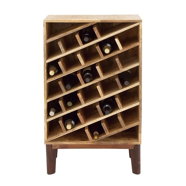 Grayson Lane 40 In. x 24 In. Modern Wine Storage - Brown Mango Wood 4 Grayson Lane 40 In. x 24 In. Modern Wine Storage - Brown Mango Wood - Image 4