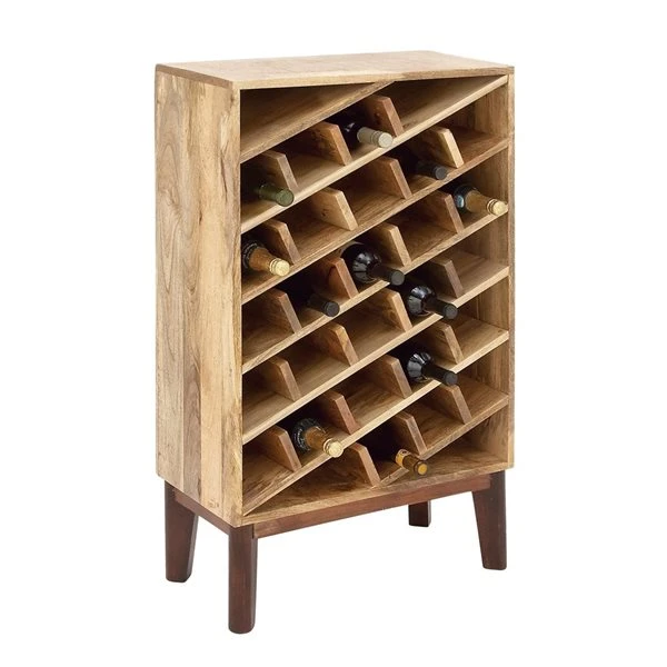 Grayson Lane 40 In. x 24 In. Modern Wine Storage - Brown Mango Wood 5 Grayson Lane 40 In. x 24 In. Modern Wine Storage - Brown Mango Wood - Image 5