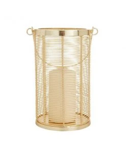 Grayson Lane 11-in x 6-in Glam Lantern - Gold Iron