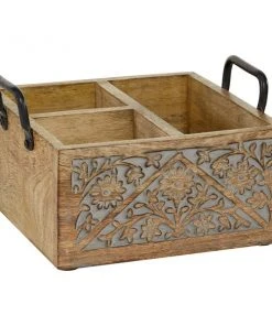 Grayson Lane 4-Bottle Brown Wood Farmhouse Wine Holder