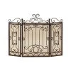 Grayson Lane 1-in Brown Iron 3-Panel Scroll Fireplace Screen