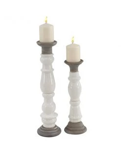 Grayson Lane 1-Candle Stone Pillar Candle Holder - Set of 2