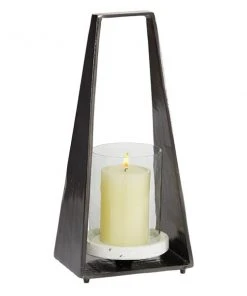 Grayson Lane 1-Candle Stone Lantern Candle Holder - Black