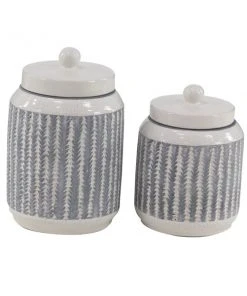 Grayson Lane 2-Piece 10.55-in x 6.90-in White American Colonial Decorative Jar