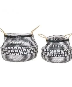 Grayson Lane 2-Piece 16.05-in x 17-in Black Casual Storage Basket