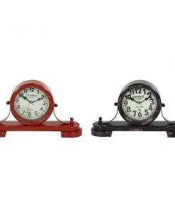 Grayson Lane 6-in x 11-in Red Set of 2 Analogue Round Tabletop Standard Clock