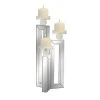 Grayson Lane 3-Candle Stone Pillar Candle Holder - Silver