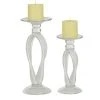 Grayson Lane 1-Candle White Glass Pillar Candle Holder - Set of 2