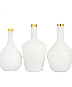 Grayson Lane 3-Piece 13.45-in x 6.95-in White Contemporary Vase