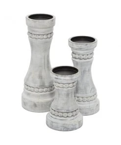 Grayson Lane 1-Candle Grey Wood Pillar Candle Holder - Set of 3 -GRAYSON LANE shop 330862096 AlternateImage5 l