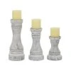 Grayson Lane 1-Candle Grey Wood Pillar Candle Holder - Set of 3