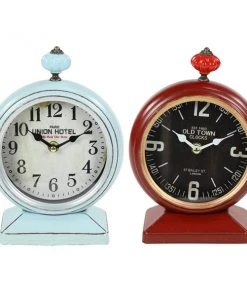 Grayson Lane 9-in x 6-in Red Set of 2 Analogue Round Tabletop Standard Clock