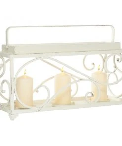 Grayson Lane 3-Candle White Metal Pillar Candle Holder