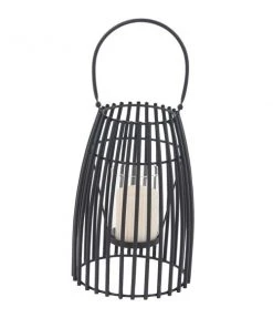Grayson Lane 1-Candle Black/Metal Lantern Candle Holder