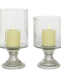 Grayson Lane 1-Candle Glass Lantern Candle Holder - Set of 2