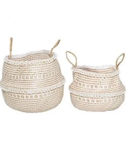 Grayson Lane 2-Piece 17.15-in x 16.45-in Brown Casual Storage Basket