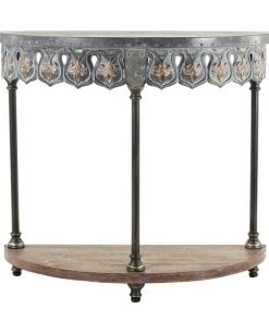 Grayson Lane Grey Metal Farmhouse Console Table