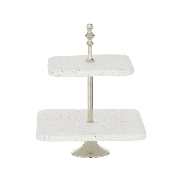 Grayson Lane 2-Tier White Stoneware Cake Stand 5 Grayson Lane 2-Tier White Stoneware Cake Stand - Image 5