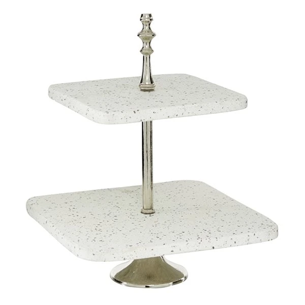Grayson Lane 2-Tier White Stoneware Cake Stand 1 Grayson Lane 2-Tier White Stoneware Cake Stand