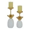 Grayson Lane White 1-Candle Metal Pillar Candle Holder - Set of 2