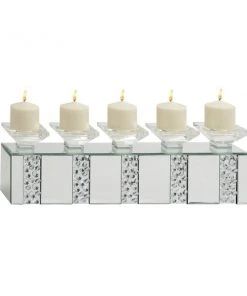 Grayson Lane 5-Candle Clear Wood Pillar Candle Holder