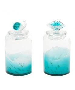 Grayson Lane 2-Piece 9.10-in x 4.70-in Blue Contemporary Decorative Jar