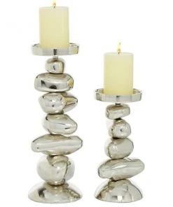 Grayson Lane 1-Candle Metal Pillar Candle Holder - Set of 2