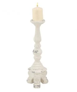 Grayson Lane White 1-Candle Glass Pillar Candle Holder