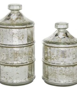 Grayson Lane 2-Piece 12.05-in x 6.2-in Grey Classic Decorative Jar