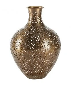 Grayson Lane 1-Piece 17.5-in x 12.5-in Gold Art Deco Vase